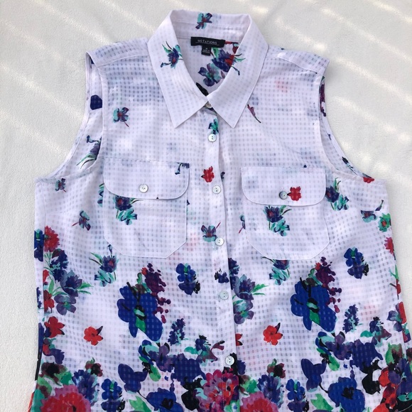 NOTATIONS Sleeveless Button Down Top - Picture 5 of 11